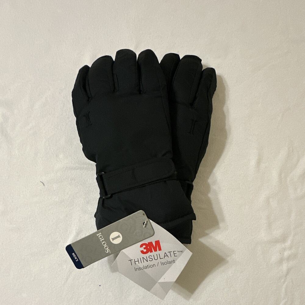 3M Thinsulate Black Insulated Winter Wrist Gloves Size L Polyester Strap